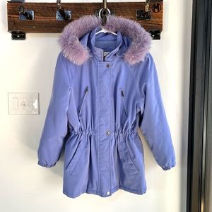 VINTAGE LIZ CLAIBORNE COAT • FUR TRIM •LAVENDER
